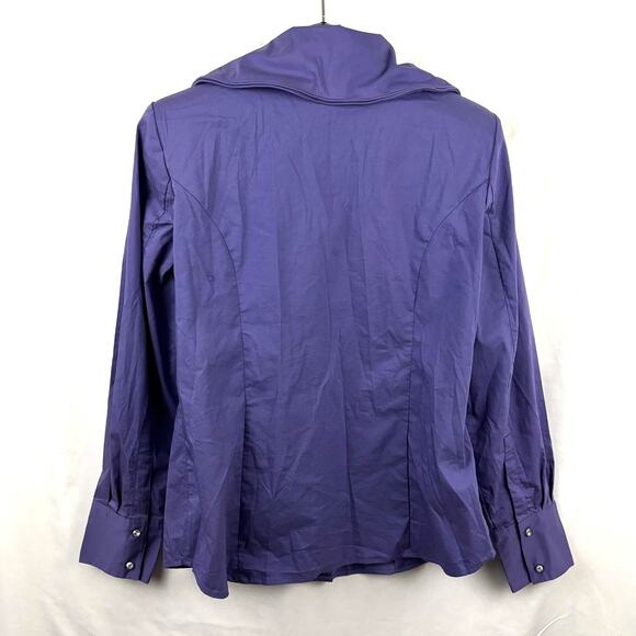 Soft Surroundings Purple Button Up Blouse Double Collar Long Sleeve LARGE - Picture 2 of 11